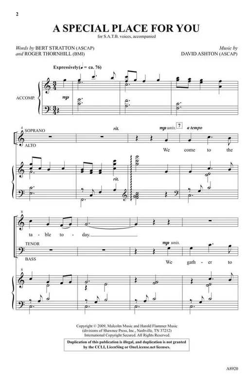 David Ashton A Special Place for You Gemischter Chor mit Begleitung