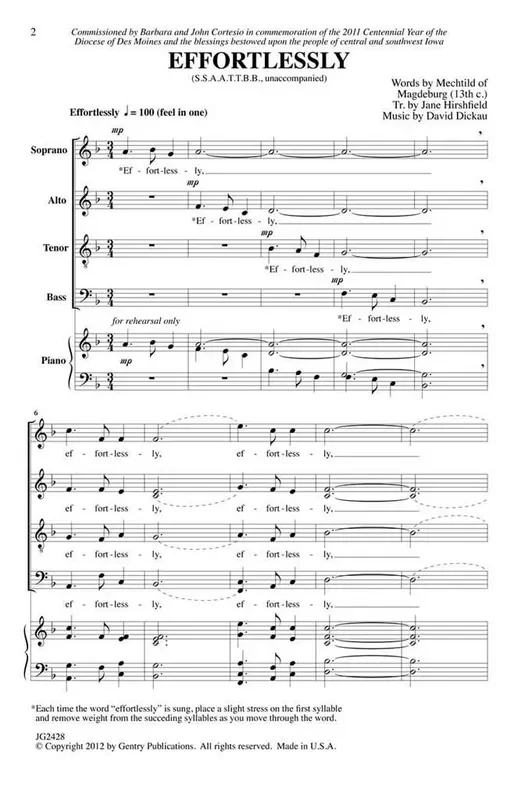 David Dickau Effortlessly Männerchor mit Begleitung