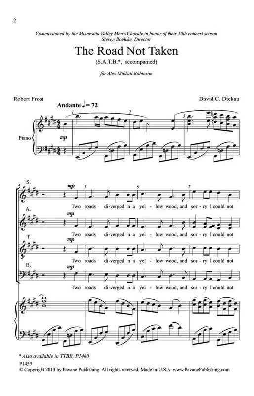 David Dickau The Road Not Taken Gemischter Chor mit Begleitung
