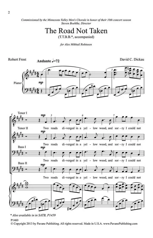 David Dickau The Road Not Taken Männerchor mit Begleitung