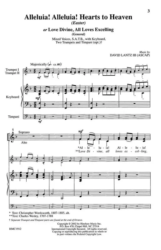 David Lantz III Alleluia! Alleluia! Hearts To Heaven (Arr. David Lantz III) Gemischter Chor mit Klavier/Orgel