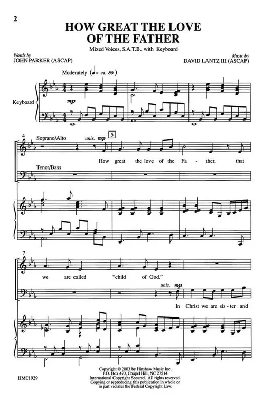 David Lantz III How Great The Love Of The Father (Arr. David Lantz III) Gemischter Chor mit Klavier/Orgel