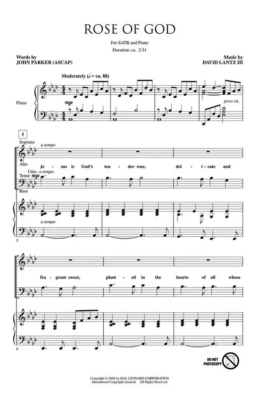 David Lantz III Rose of God Gemischter Chor mit Begleitung