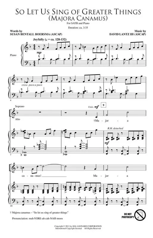David Lantz III So Let Us Sing of Greater Things (Majora Canamus) Gemischter Chor mit Begleitung