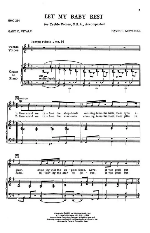 David Mitchell Let My Baby Rest (Arr. David Mitchell) Gemischter Chor mit Klavier/Orgel