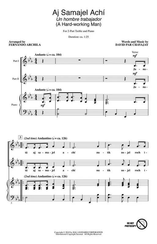 David Par Chavajay Aj Samajel Ach­ (Arr. Fernando Archila) Frauenchor mit Begleitung