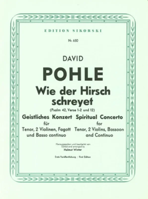 David Pohle Wie der Hirsch schreyet (Psalm 42, Verse 1-2 & 12) Streichensemble