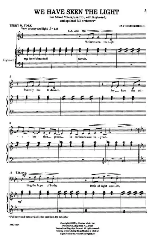 David Schwoebel We Have Seen The Light (Arr. David Schwoebel) Gemischter Chor mit Klavier/Orgel