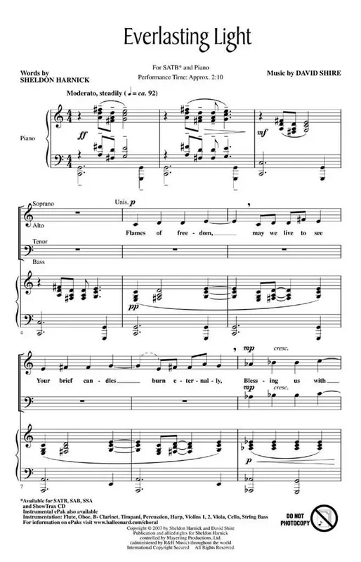 David Shire Everlasting Light Gemischter Chor mit Begleitung