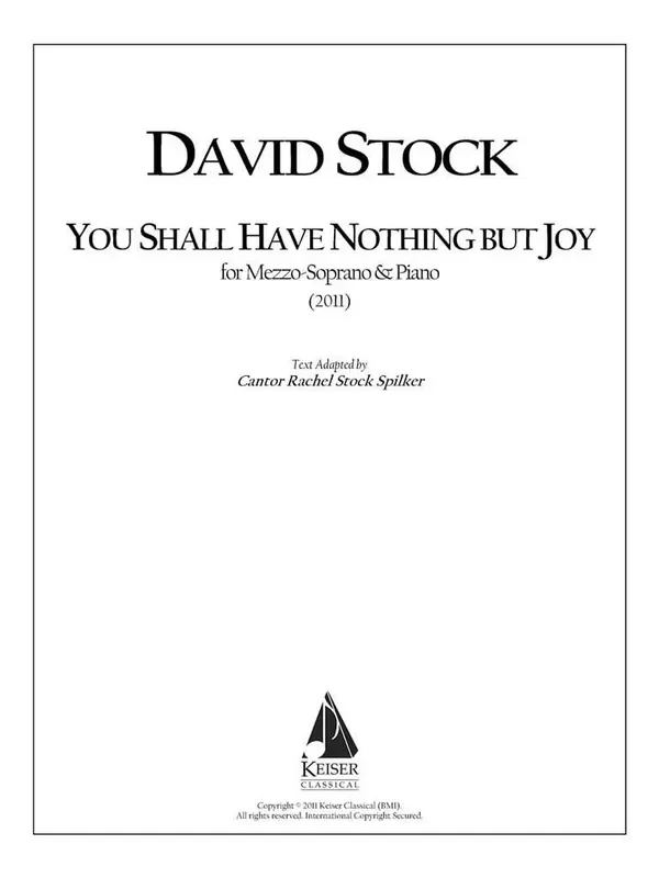 David Stock You Shall Have Nothing but Joy Gesang mit Klavier