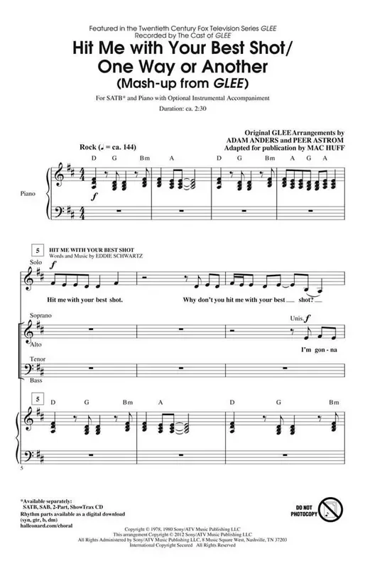 Deborah Harry Hit Me With Your Best Shot/One Way or Another (Arr. Adam Anders) Gemischter Chor mit Begleitung