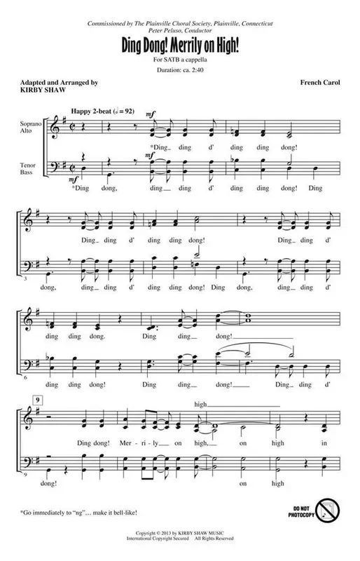 Ding Dong! Merrily on High! (Arr. Kirby Shaw) Gemischter Chor A cappella