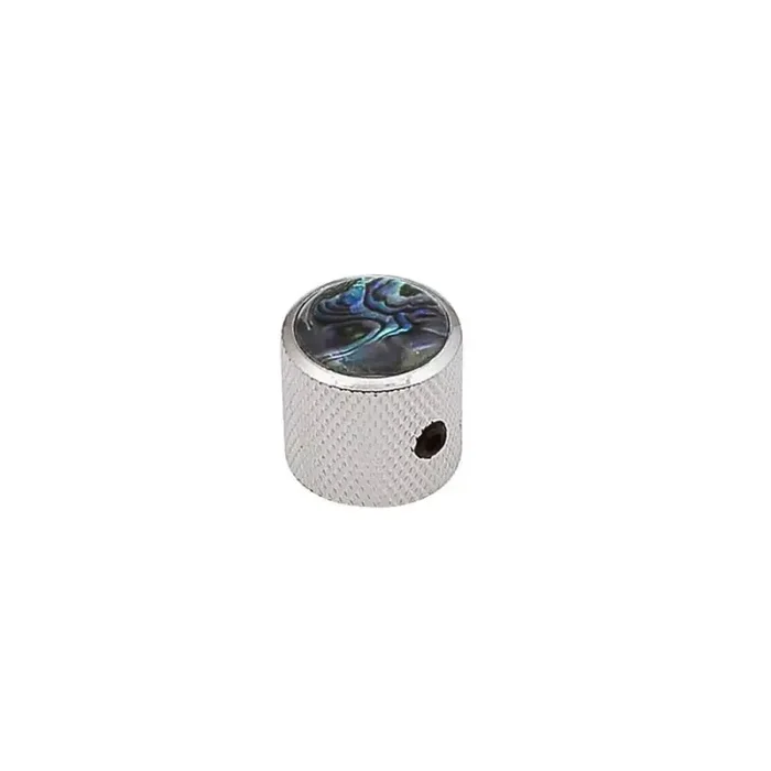 Dome knob with abalone inlay, 18x18mm with set screw, nickel