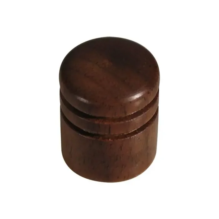 Dome knob, wood, 2 rings, walnut, 15x18mm