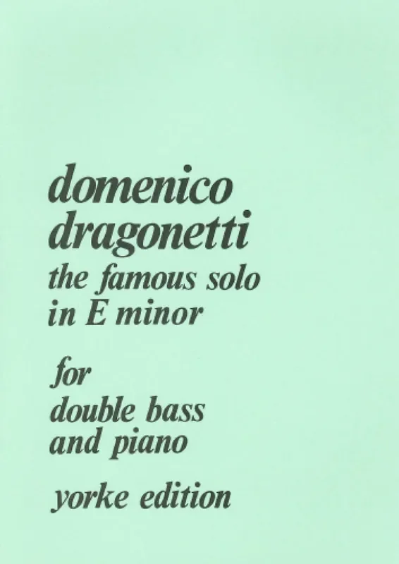Domenico Dragonetti Solo In E Minor Kontrabass mit Begleitung