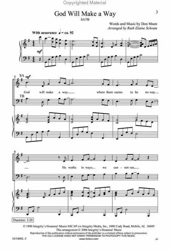 Don Moen God Will Make a Way (Arr. Camp Kirkland) Gemischter Chor mit Begleitung