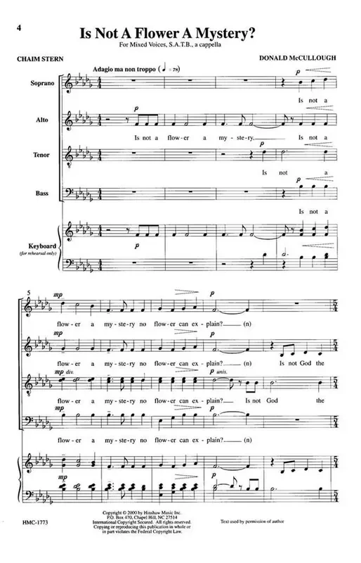 Donald McCullough Is Not A Flower A Mystery? (Arr. Donald McCullough) Gemischter Chor A cappella