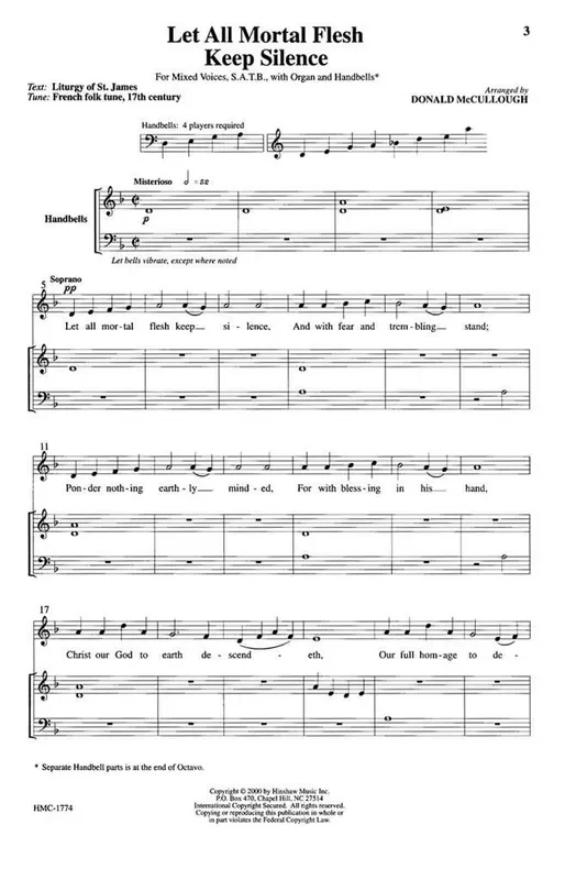 Donald McCullough Let All Mortal Flesh Keep Silence (Arr. Donald McCullough) Gemischter Chor mit Klavier/Orgel