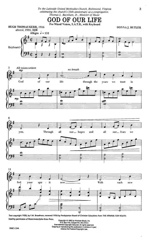 Donna Butler God Of Our Life (Arr. Donna Butler) Gemischter Chor mit Klavier/Orgel