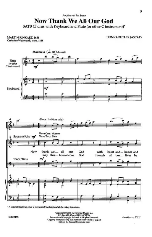 Donna Butler Now Thank We All Our God (Arr. Donna Butler) Gemischter Chor mit Begleitung