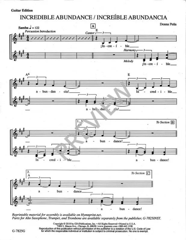 Donna Pena Incredible Abundance Gemischter Chor mit Begleitung