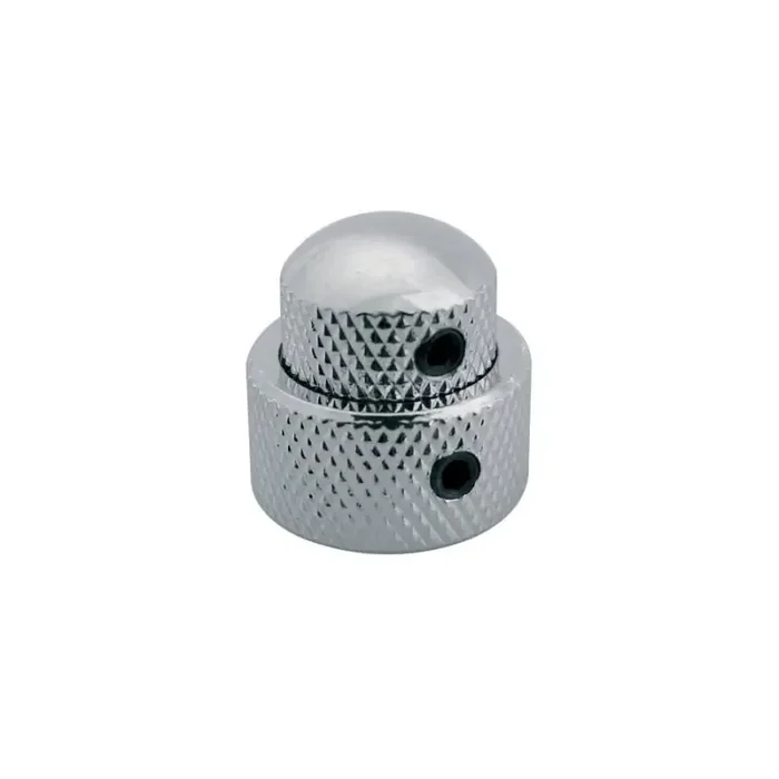 Double dome knob, metal, chroom, 15×14 + 19x12mm, with set screws allen type, shaft size 6,0 + 8,0