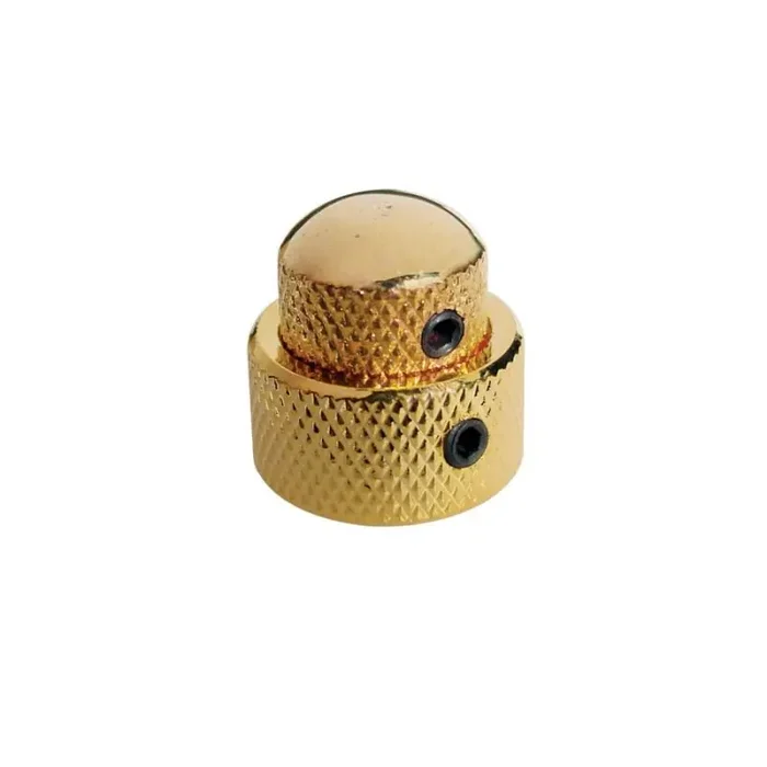 Double dome knob, metal, gold, 14×11 + 19x10mm, with set screws allen type, shaft size 3,0 + 6,0