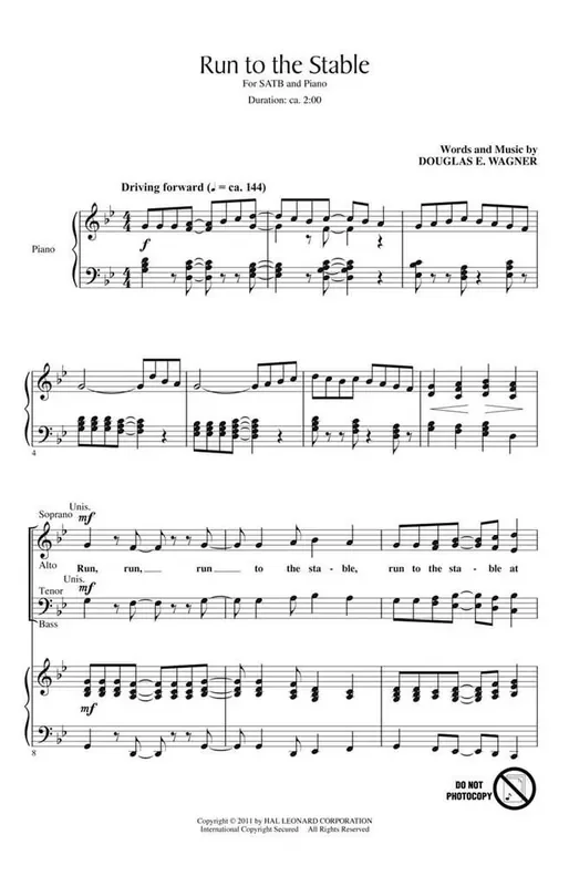 Douglas E. Wagner Run to the Stable Gemischter Chor mit Klavier/Orgel