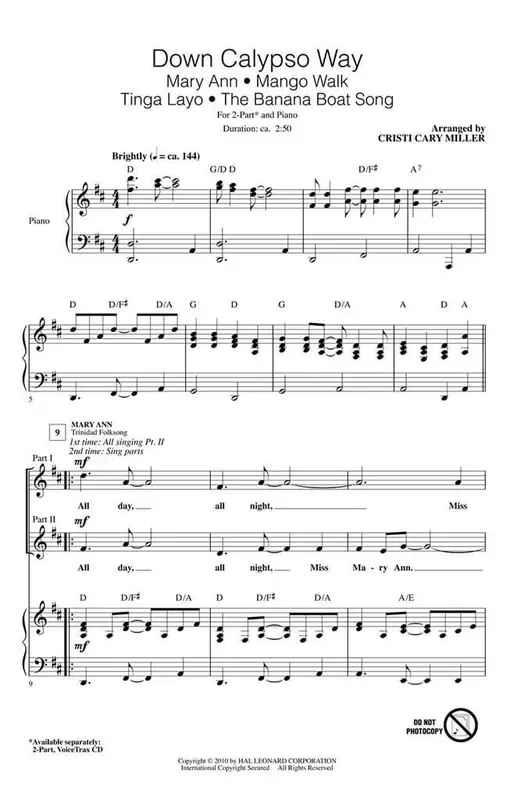 Down Calypso Way (Arr. Cristi Cary Miller) Frauenchor mit Begleitung