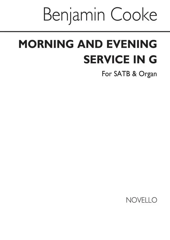 Dr. Benjamin Cooke Morning And Evening Service In G Gemischter Chor mit Klavier/Orgel