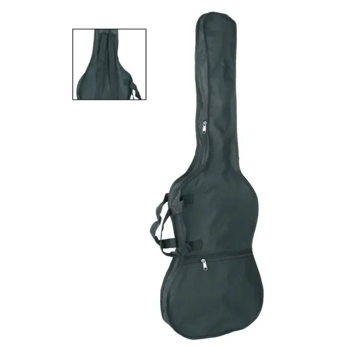 Draagtas voor elektrische gitaar, ongevoerd, nylon, 2 riemen, groot voorvak, zwart