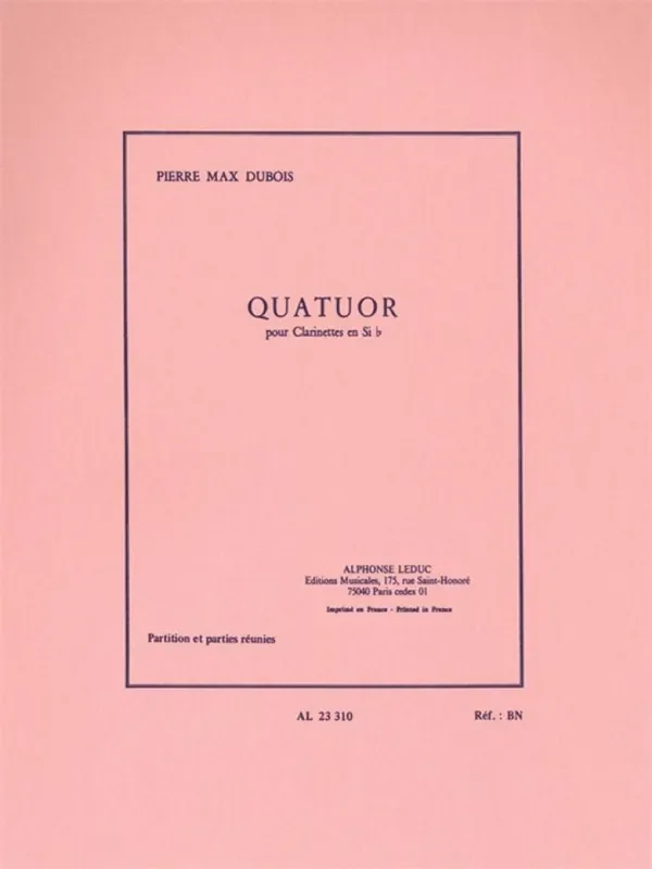 Dubois Quartuor Klarinette Ensemble