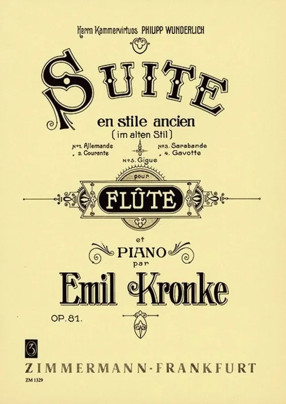 E. Kronke Suite Im Alten Still Op.81 Flöte mit Begleitung