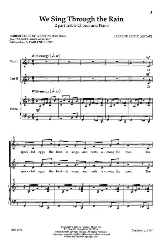 Earlene Rentz We Sing Through The Rain (Arr. Earlene Rentz) Frauenchor mit Klavier/Orgel