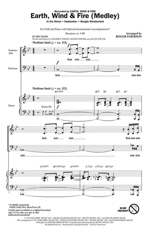 Earth, Wind & Fire Earth, Wind & Fire (Arr. Roger Emerson) Gemischter Chor mit Begleitung