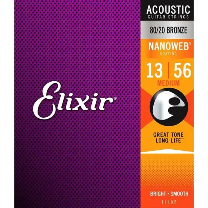 Elixir Nanoweb string set acoustic coated 80/20 bronze, medium, 013-017-026-035-045-056