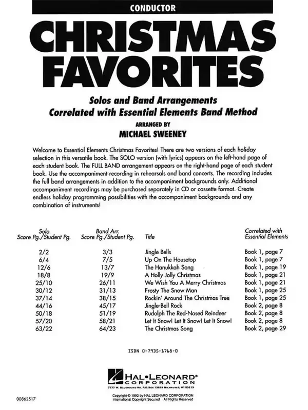 Essential Elements Christmas Favorites – Conductor (Arr. Michael Sweeney) Blasorchester