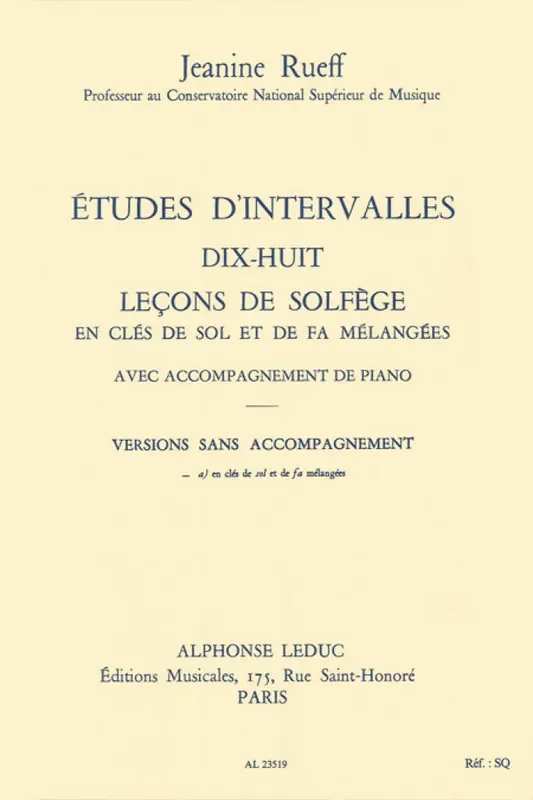 Études d‘intervalles Dix-huit leçons de solfège