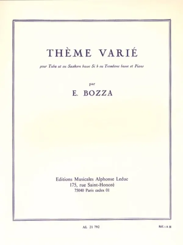 Eugène Bozza Thème Varié Tuba mit Begleitung