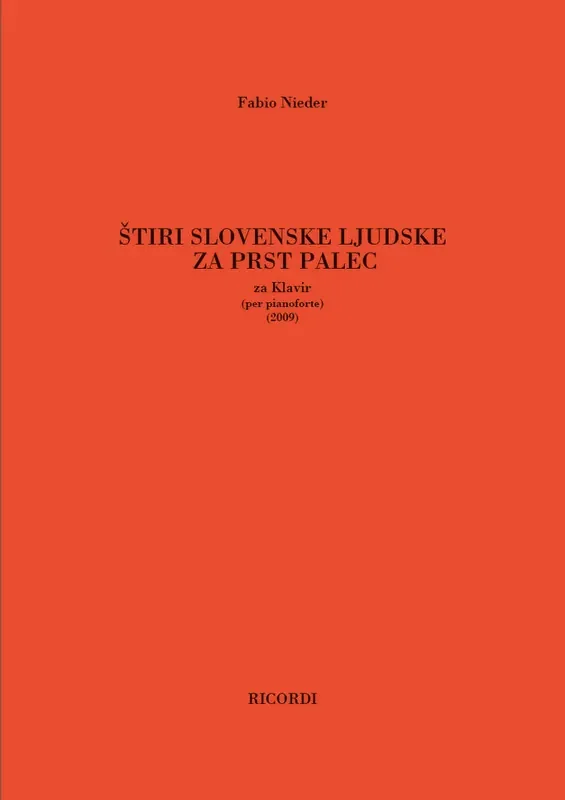 Fabio Nieder Stiri slovenske ljudske za prst palec Klavier Solo