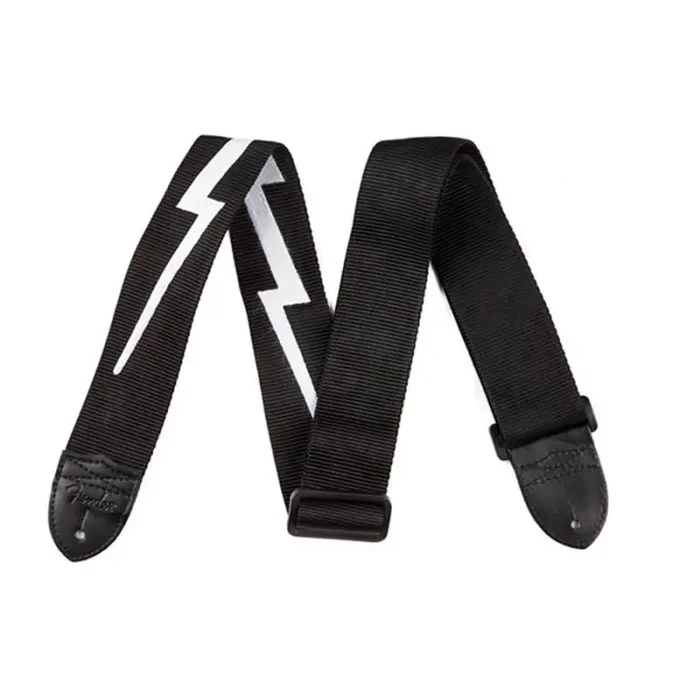 Fender 2″ guitar strap, nylon lightning bolt strap, black