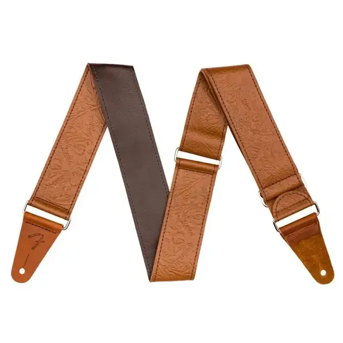 Fender 2″ guitar strap, tooled leather, brown