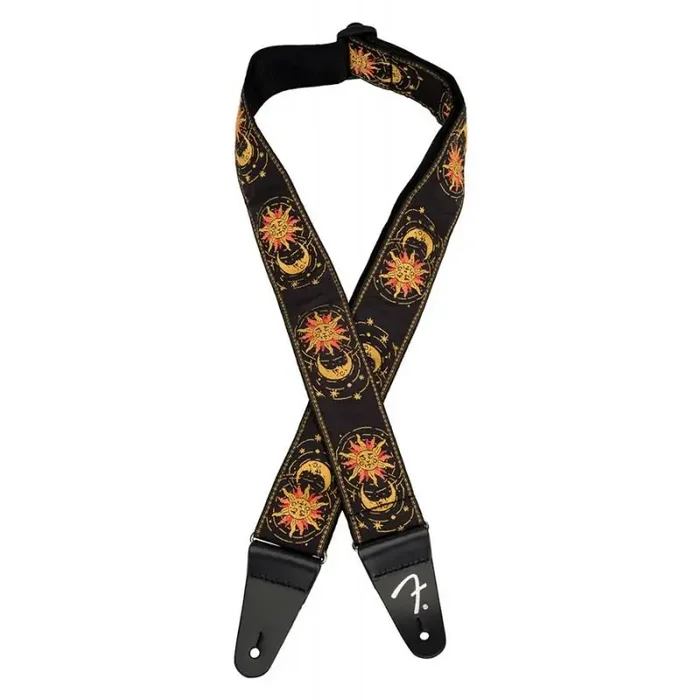 Fender American Vintage II woven guitar strap, sun & moon design, three-tone sunburst