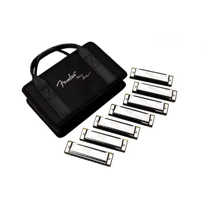Fender Blues Deluxe harmonica pack of 7, with case