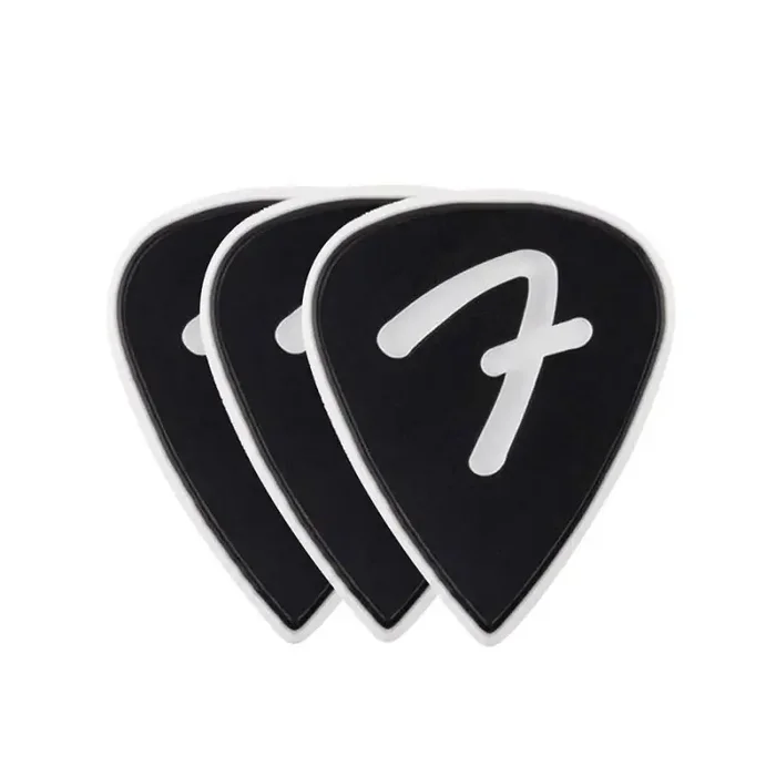 Fender celluloid picks, F grip, 351 shape, black, 3-pack