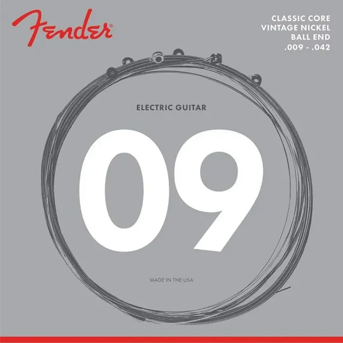 Fender Classic Core string set electric, vintage nickel, light, ball ends, 009-042
