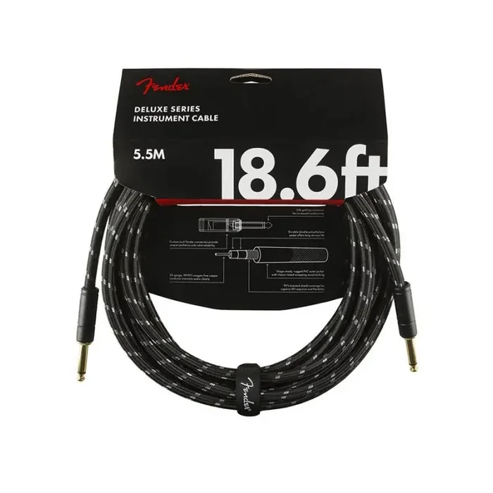 Fender Deluxe Series Instrument cable, 18.6ft, black tweed