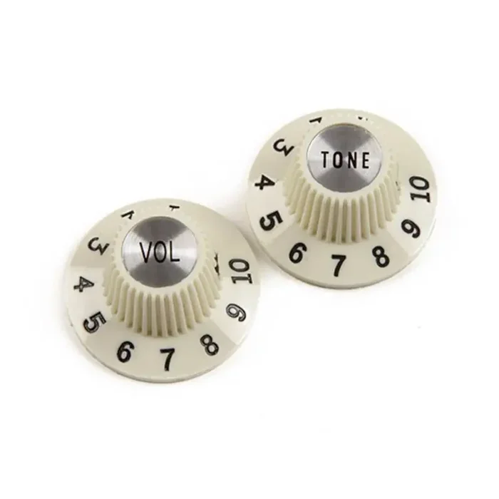 Fender Genuine Replacement Part 1965 Jazzmaster Witch Hat knobs, 2pcs, vintage white