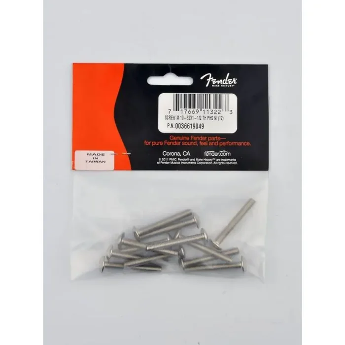 Fender Genuine Replacement Part chassis mounting screws 10-32 x 1-1/2 philips nickel set of 12