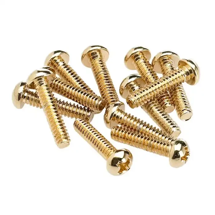 Fender Genuine Replacement Part pickup/selector switch mounting screws, Philips roundhead, gold, 12 pcs